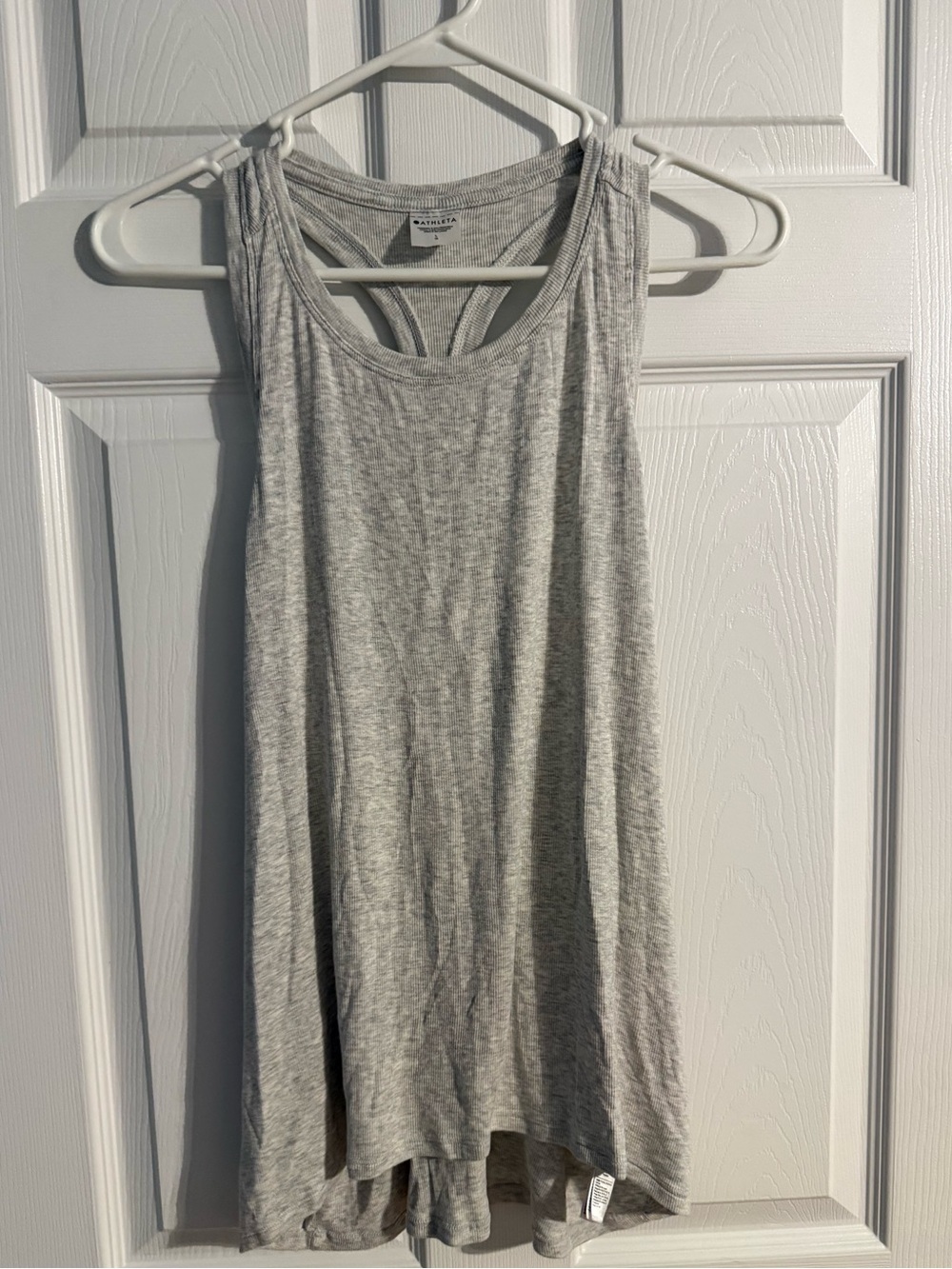 Athleta Gray Ribbed Racerback Tank Top | Size Large | Soft Lounge Activewear